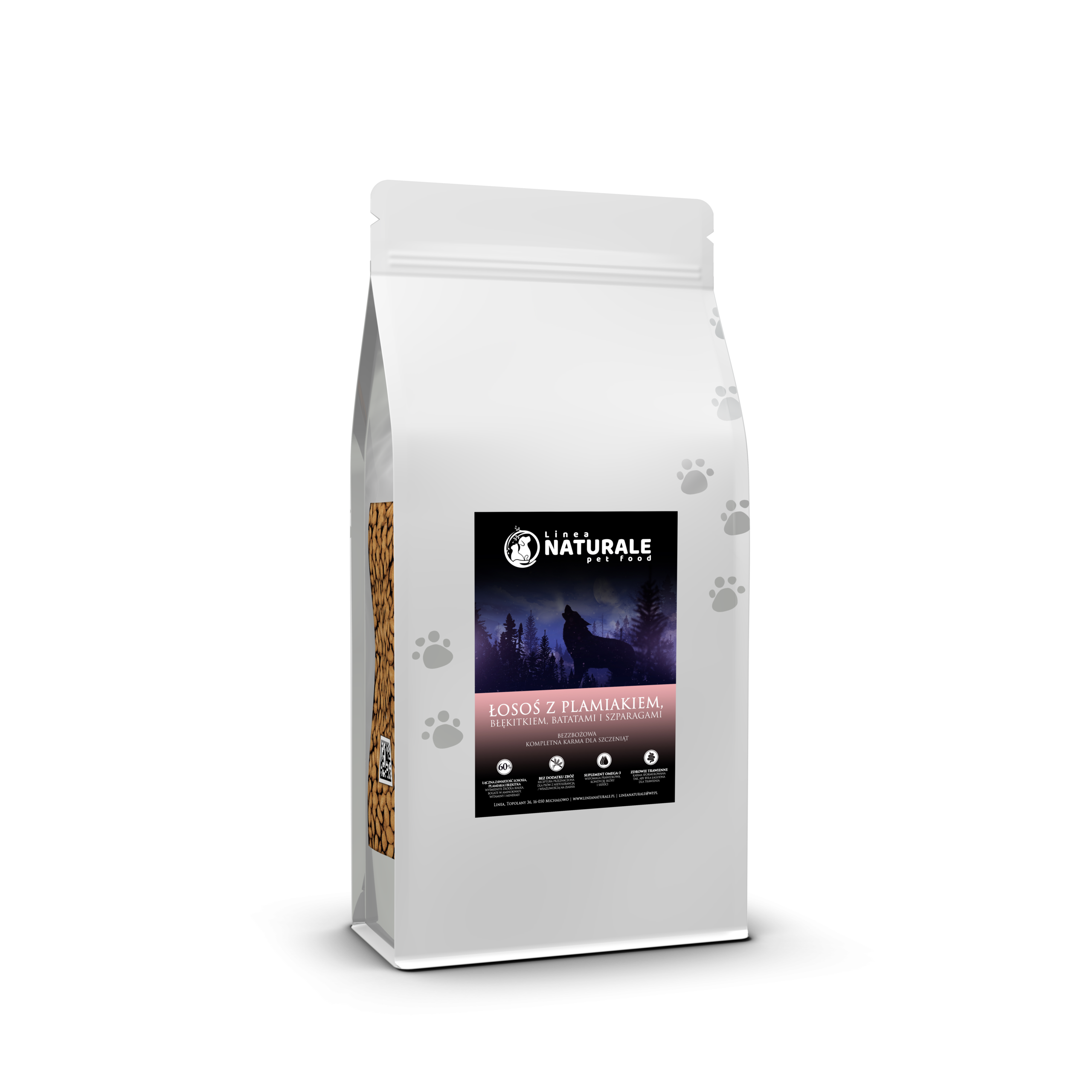 Linea Naturale ŁOSOŚ (60%) bezzbożowa karma dla szczeniąt 12kg